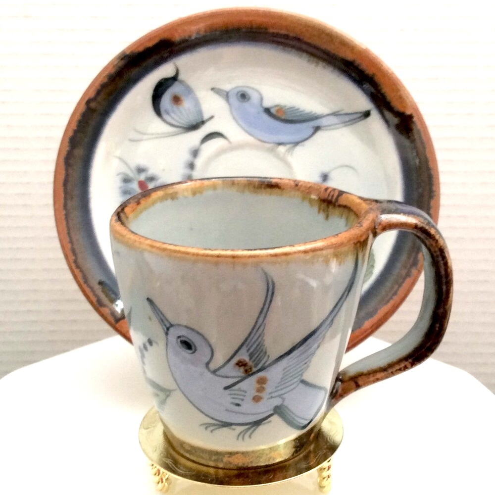 Ken Edwards Mexico studio pottery mug with saucer